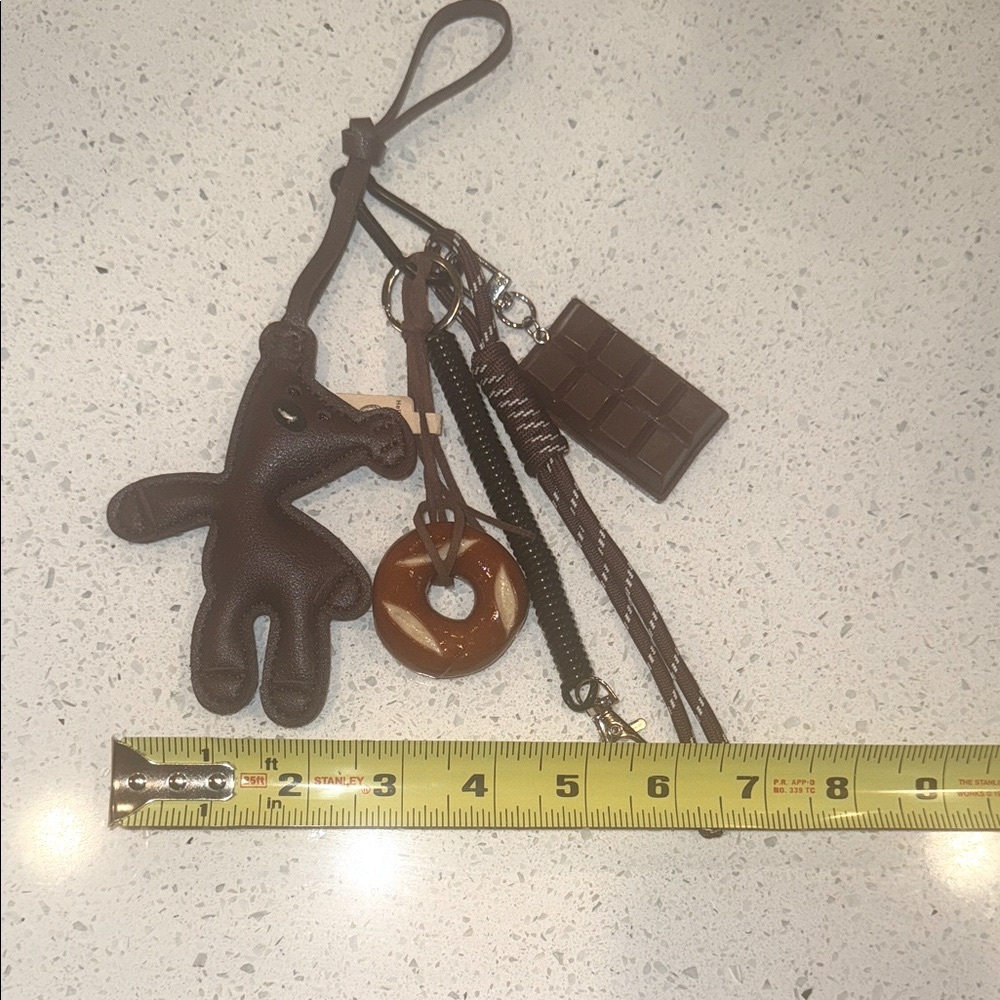 Brown Teddy Vegan Leather Keychain/Purse Charm Accessory - Picture 3 of 4